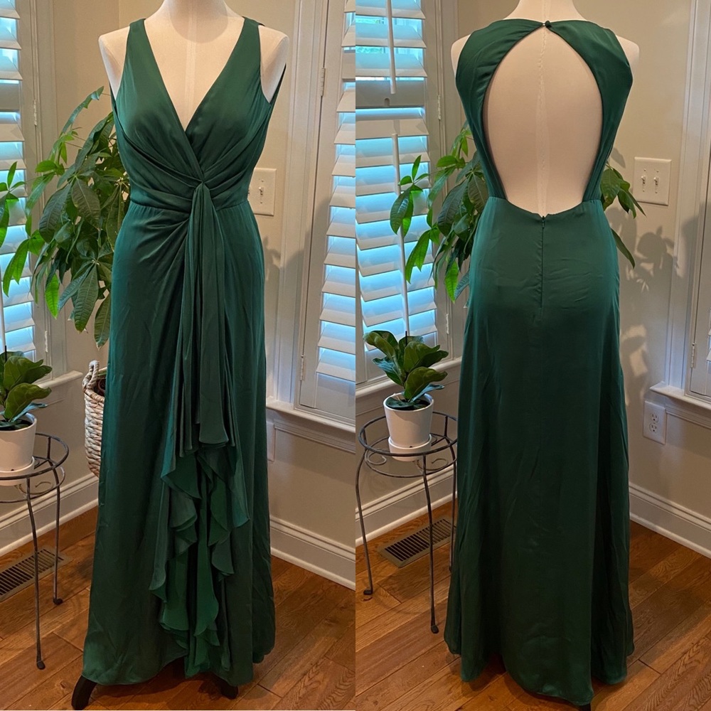 Lela Rose Emerald Green Silk Gown / Dress size 2 - Picture 2 of 9